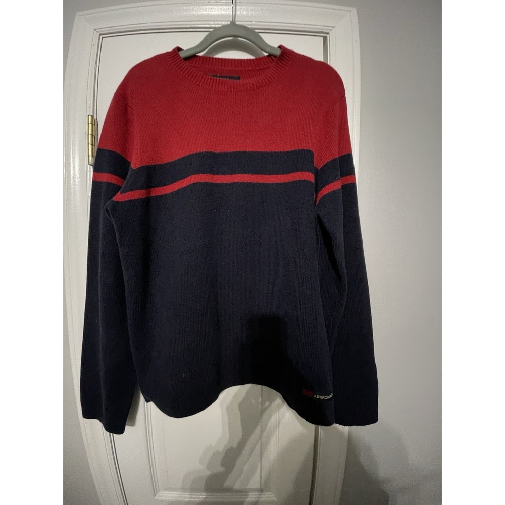 Vintage Abercrombie & Fitch Men's M Regular Red/Blue Knit Crewneck Sweater